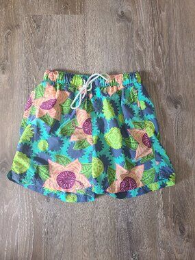 Urban Outfitters Psychedelic Lotus Swim Trunks Teal Floral Board Shorts Size S